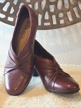 ❤️ Comfort Burgundy Leather Knot Front Heels Career Cobb Hill by New Balance 8N
